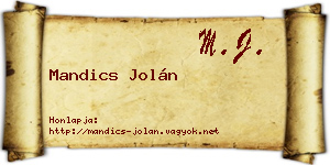 Mandics Jolán névjegykártya